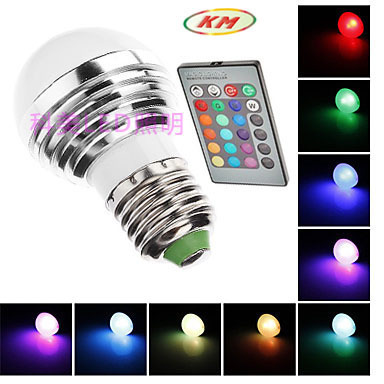 RGB七彩球泡燈 3W AC85-265 E27 E14-淘寶網